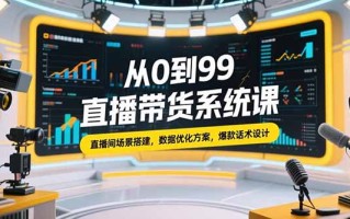 从0到99直播带货系统课，直播间场景搭建，数据优化方案，爆款话术设计