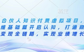 IP合伙人知识付费虚拟项目，从思维基础篇开启认知，打通商业变现全链路，实现业绩增长