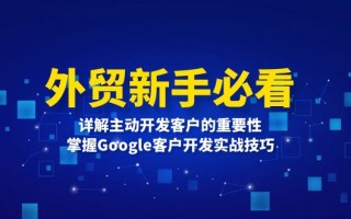 外贸新手必看，详解主动开发客户的重要性，掌握Google客户开发实战技巧