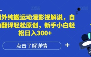 国外纯搬运动漫影视解说，自动翻译轻松原创，新手小白轻松日入300+【揭秘】