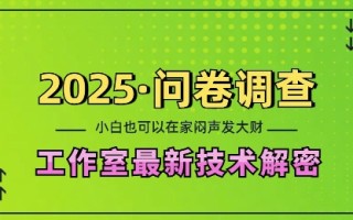 2025问卷调查最新工作室技术解密：一个人在家也可以闷声发大财，小白一天2张，可矩阵放大【揭秘】
