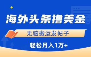 海外头条撸美金，无脑搬运发帖子，月入1万+，小白轻松掌握【揭秘】