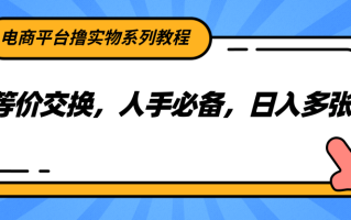 电商平台撸实物系列教程，等价交换，人手必备，日入多张