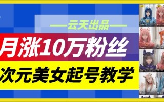 云天二次元美女起号教学，月涨10万粉丝，不判搬运