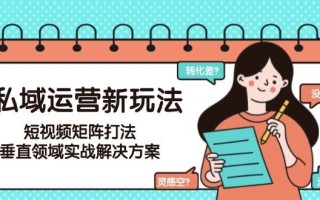 私域运营新玩法，短视频矩阵打法，垂直领域实战解决方案(更新6月)