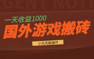 国外游戏全自动搬砖，一天收益1000+ 小白无脑操作