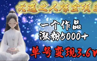 (9693期)天选之人炼金项目，一个作品涨粉5000+，单号变现3.6w