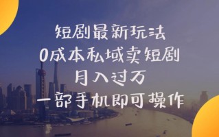 短剧最新玩法 0成本私域卖短剧 月入过万 一部手机即可操作