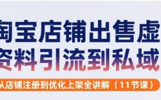 淘宝店铺出售虚拟资料引流到私域，从店铺注册到优化上架全讲解(11节课)