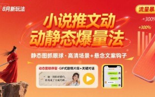 8月小说推文全新玩法，动静态图片+搭配小说文案爆量玩法