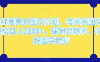 小红薯美女图文计划，每天发图文，轻松日入2000+，保姆式教学，小白跟着学就行