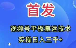 全网首发：视频号平板搬运技术，实操日入三千＋
