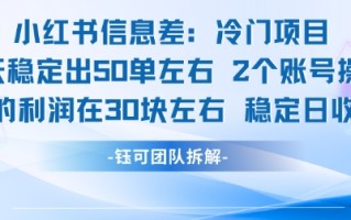 小红书信息差冷门项目一单利润30块每天稳定1.5k左右2个账号操作