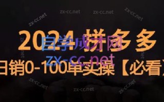 恒哥·2024拼多多日销0-100单实操