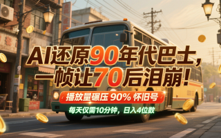 AI还原90年代巴士，一帧让70后泪崩！播放量碾压90%怀旧号，每天10分钟，日入4位数