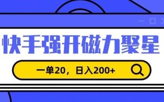 信息差赚钱项目，快手强开磁力聚星，一单20，日入200+【揭秘】