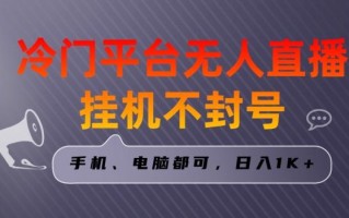 全网首发冷门平台无人直播挂机项目，三天起号日入1000＋，手机电脑都可操作小白轻松上手【揭秘】
