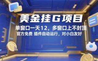 美金挂G项目，单窗口一天12，多窗口上不封顶，官方免费插件自动运行，对小白友好【揭秘】