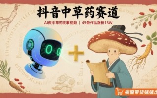 抖音中草药赛道，用AI做中草药故事视频，45条作品涨粉13W，橱窗带货猛猛出单