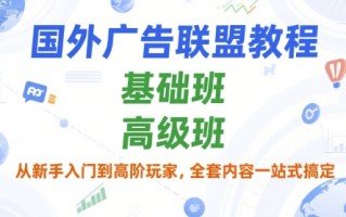 国外广告联盟教程，基础班和高级班，从新手入门到高阶玩家，全套内容一站式搞定