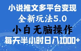2024年6月份一件分发加持小说推文暴力玩法 新手小白无脑操作日入1000+ …