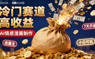 公众号冷门赛道，用AI做情感漫画，7天开通流量主，操作简单，小白可玩