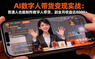 AI数字人带货变现实战：普通人也能制作数字人带货，副业月收益达8000+