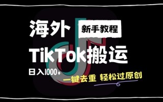 2024最新海外TikTok搬运玩法，一键去重轻松过原创，新手无经验也能日入1k【揭秘】