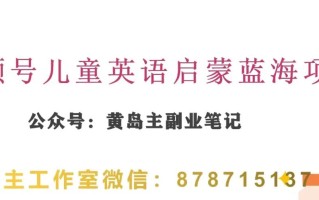 黄岛主·视频号儿童英语启蒙蓝变现分享课，一条龙变现玩法分享