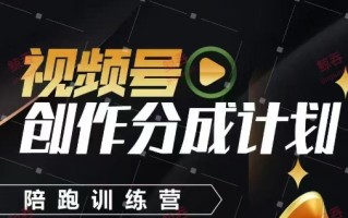 视频号创作分成计划陪跑训练营，手把手教会你如何制作视频，细水长流型项目