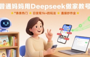 普通妈妈用Deepseek做家教号，条条热门，日变现1k+的玩法，直接抄作业
