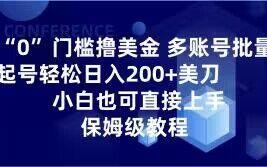 0门槛撸美金，多账号批量起号轻松日入200+美刀，小白也可直接上手，保姆级教程【揭秘】
