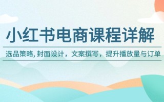 小红书电商课程详解：选品策略, 封面设计，文案撰写，提升播放量与订单