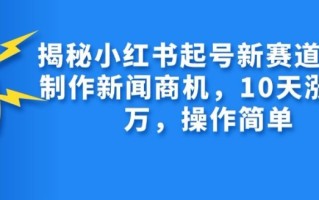 揭秘小红书起号新赛道，AI制作新闻商机，10天涨粉1万，操作简单