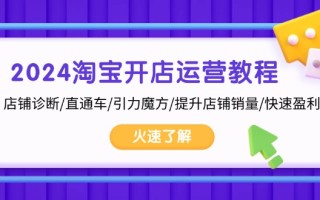 2024淘宝开店运营教程：店铺诊断/直通车/引力魔方/提升店铺销量/快速盈利