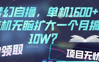 梦幻挂机自撸金，单机1600+超稳定收益，一天见收益，直接扩大