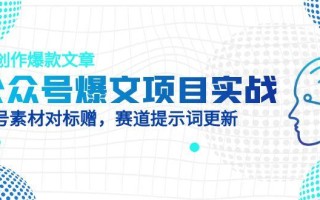 公众号爆文项目实战，AI创作爆款文章，起号素材对标赠(附赛道AI提示词