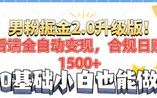 男粉项目2.0升级版！后端全自动变现，合规日赚1500+，7天干粉矩阵起号…