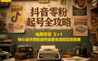 抖音零粉起号全攻略：电商带货 5+1 核心话术搭配自然流量全流程实操指南