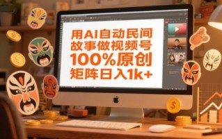用AI自动民间故事做视频号，100%原创，矩阵日入1k+