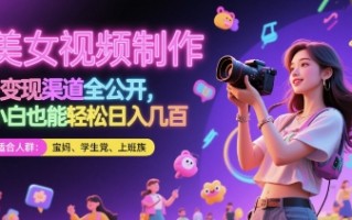 美女视频制作 + 变现渠道全公开，小白也能轻松日入几张【揭秘】