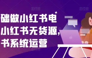 零基础做小红书电商，小红书无货源，小红书系统运营