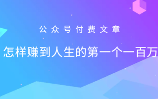 某公众号付费文章：怎么样才能赚到人生的第一个一百万