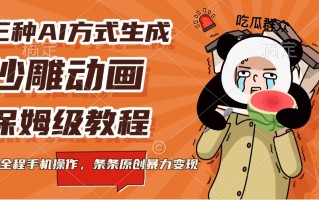 三种AI方式生成沙雕动画，保姆级教程，全程手机操作，条条原创暴力变现