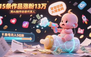 用AI制作幼崽代言人，宝宝的控诉火爆全网，15条作品涨粉13万，单号月入5位数实操教程