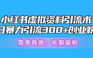 小红书虚拟资料引流术，日暴力引流300+创业粉，简单有效，长期吸粉