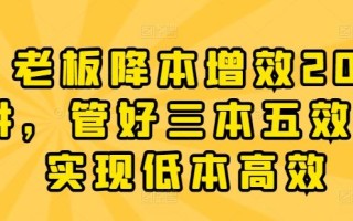 老板降本增效20讲，管好三本五效，实现低本高效