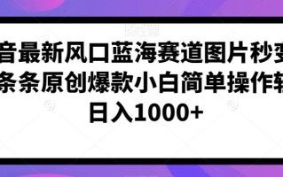 抖音最新风口蓝海赛道图片秒变视频条条原创爆款小白简单操作轻松日入1000+