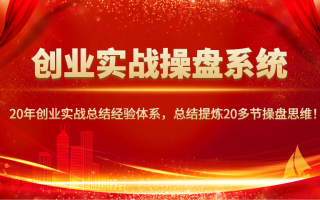 创业实战操盘系统，20年创业实战总结经验体系，总结提炼20多节操盘思维！