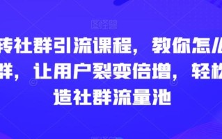 玩转社群引流课程，教你怎么玩社群，让用户裂变倍增，轻松打造社群流量池